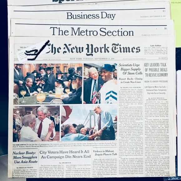 Tuesday, September 11, 2001 edition of The New York Times - Picture 1 of 6